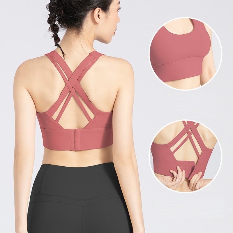 Áo Bra Tập Gym Yoga Nâng Ngực Peach MT20, Áo Ngực Thể Thao, Đạp Xe, Chạy Bộ Dây Chéo Lưng Nhiều Nấc Cài