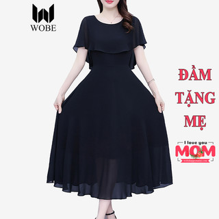 Đầm trung niên cho mẹ bigsize thiết kế maxi dáng xòe cao cấp dự tiệc u40 u50 u60 hn04 - wobe