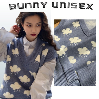 Áo len gile nữ cộc tay cổ tròn form rộng mặc đi học đi chơi màu đen, be basic hottrend BUNNY