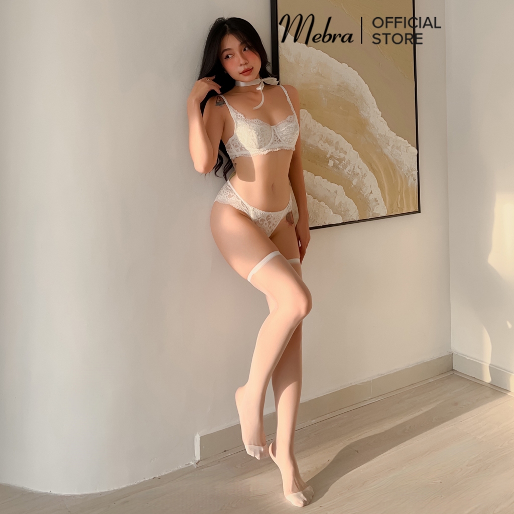 (HCM 2H) Bộ quần áo lót ren cô dâu trắng ngọc gom tròn quả ngực có gọng không mút quần cách điệu Mebra thiết kế | BigBuy360 - bigbuy360.vn
