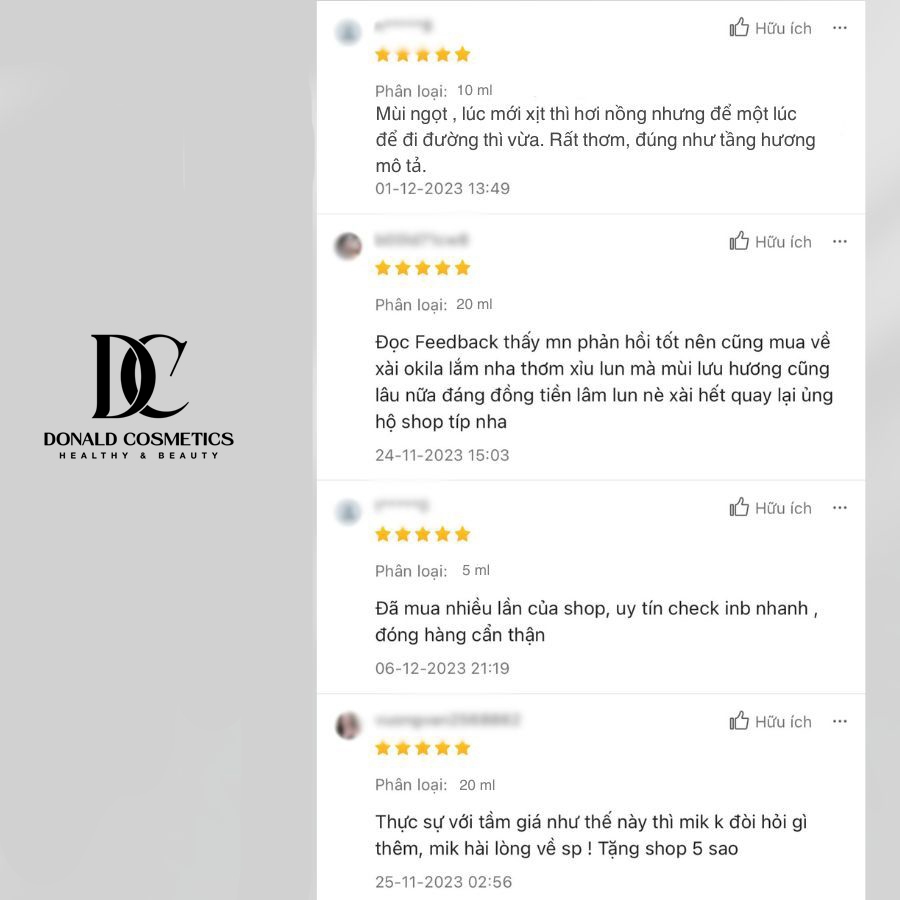 Nước Hoa Unisex ROSE 31, Another 13, Santal 33 - Donald Cosmetics Chiết 10ml - 20ml - 30ml, Quyến Rũ, Gợi Cảm