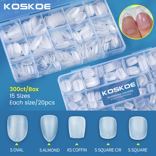 Koskoe móng úp móng nối hộp 300 móng đủ size móng tay giả nối dài móng tay chuyên dụng