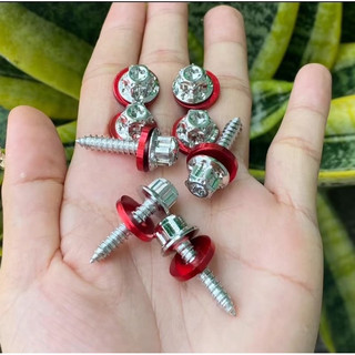 Bộ ốc pô e 7 con salaya kèm lông đền nhôm đỏ gắn ab-vario