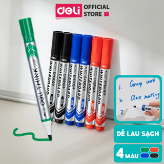 Bút Lông Viết Bảng Trắng Nhiều Màu Chính Hãng Deli, Ngòi 2-2.5mm, Nét Mượt, Dễ Lau, Có Mực Thay Thế - EU016