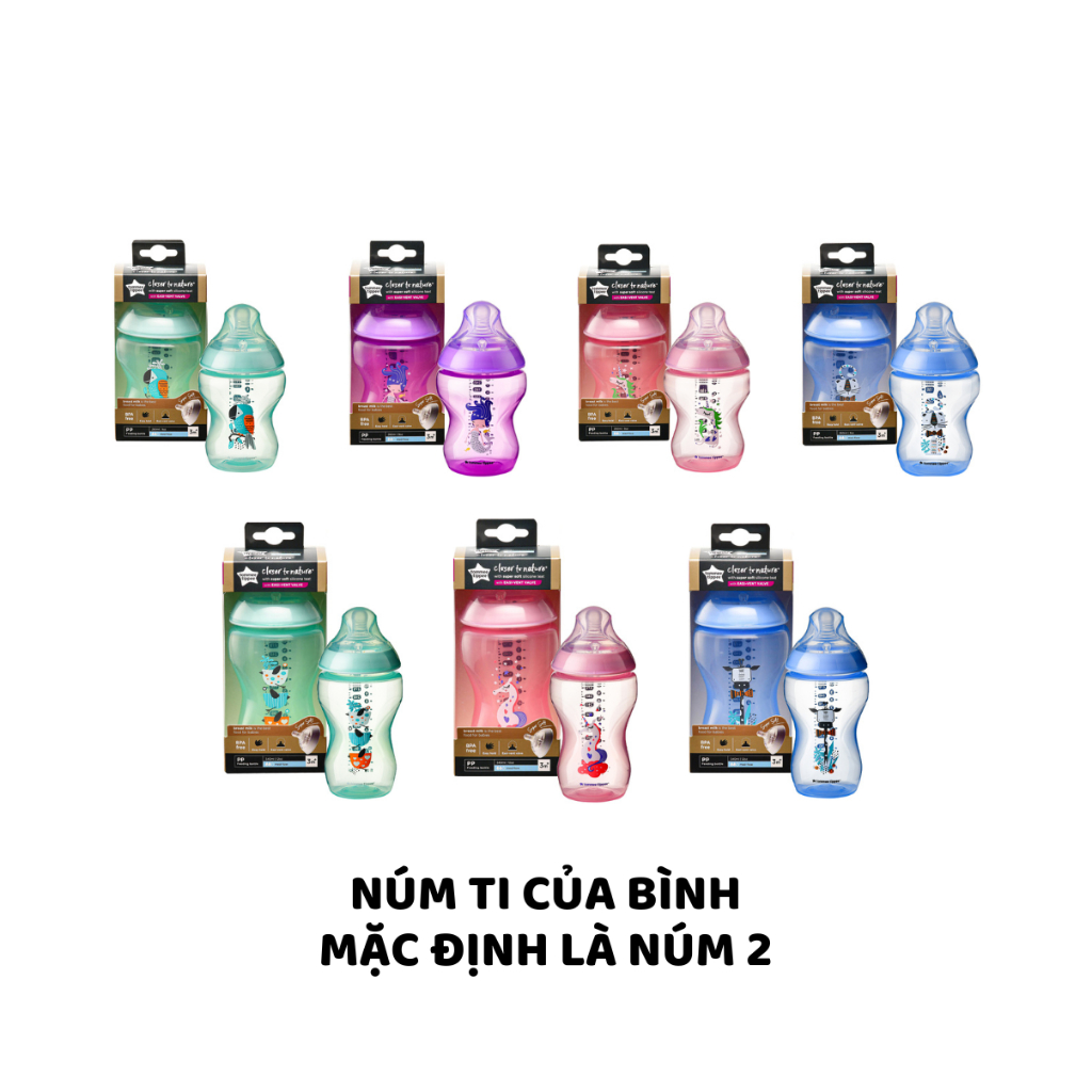 Bình Sữa Ty Siêu Mềm Tự Nhiên Tommee Tippee Closer To Nature 260ml, Núm Ty Của Bình 3-6 Tháng – Xanh Ngọc