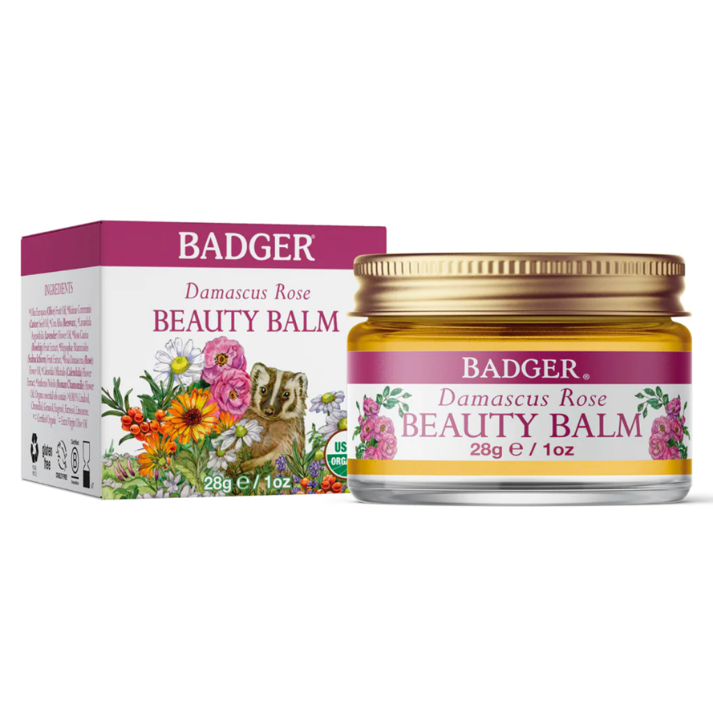 Sáp dưỡng da hoa hồng hữu cơ BADGER Rose organic beauty balm - Dưỡng ẩm sâu cho da khô và da lão hóa - 28g