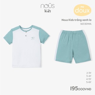 Bộ Quần Áo Cộc Nous Màu Trắng Xanh Lơ Bé Trai - Chất Liệu Nu Doux Mềm Nhẹ (Size Từ 2-3 Tuổi Đến 5-6 Tuổi)