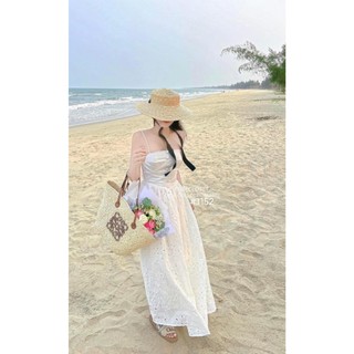 Váy Hai Dây Trắng Dáng Dài
