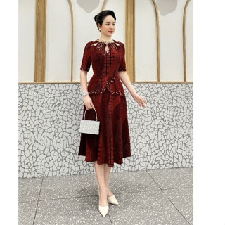 Đầm Kim Tuyến đính hạt châu trung niên cho mẹ dự tiệc size 50-65kg