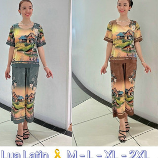 Đồ bộ trung niên quần lửng ống rộng