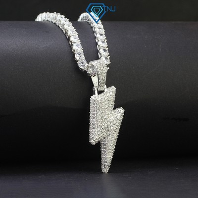 Dây chuyền bạc nam Tennis mặt tia chớp đính đá lấp lánh sang trọng DCA0124 - Trang Sức TNJ