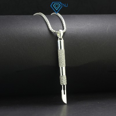 Dây chuyền bạc nam mặt con dao không sắc đính đá cá tính, phụ kiện trang sức bạc nam ngầu DCA0128 - Trang Sức TNJ