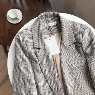 HELIUM_ÁO BLAZER NỮ KẺ CARO CAO CẤP dáng dài phom rộng có độn vai phong cách hàn quốc mặc đi làm đi chơi