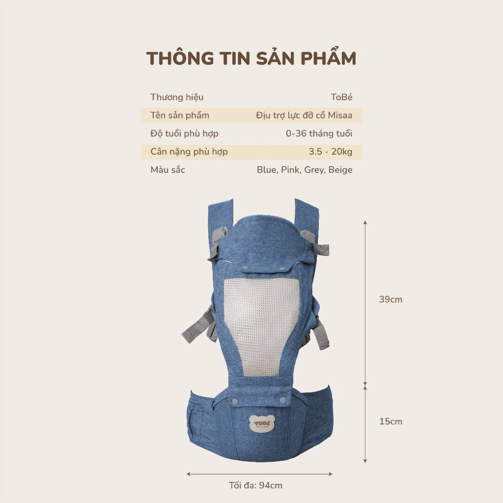 TOBÉ [BỘ SƯU TẬP] Địu Trợ Lực Đỡ Cổ Đỡ Lưng Cho Bé NAVVA MISA Thiêt Kế Thông Minh Đỡ Cột Số Cho Ba Mẹ Địu Nhiều Giờ