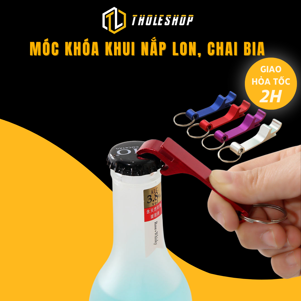 Móc Khóa Đa Năng - Đồ Khui Nắp Chai, Mở Lon Bia Kim Loại Tiện Lợi, Nhỏ Gọn Tholeshop 8402