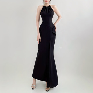 LILIAN - Đầm maxi cổ yếm cột dây tuỳ chỉnh,form đuôi cá xẻ tà sang trọng