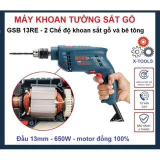 Máy Khoan Động Lực Máy Khoan Cầm Tay GSB13RE Motor Đồng Tặng Mũi Khoan,Máy Khoan Bê Tông 2 Chế Độ