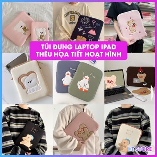 Túi đựng laptop, ipad, máy tính bảng 11/13.3/14/15/15.6 inch thêu họa tiết hoạt hình phong cách Hàn Quốc