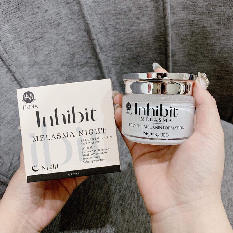 Kem Huna Inhibit Night ( Bản mới 30gr) Giúp trắng da mờ nám cao cấp