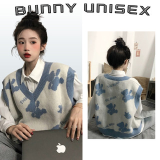 Gile nữ cổ V dáng rộng thời trang DELIZ áo thu đông hàng quảng châu loại 1 BUNNY