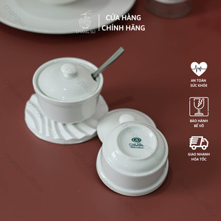 Hũ đựng gia vị có nắp, lọ đựng đường trắng sứ Minh Châu