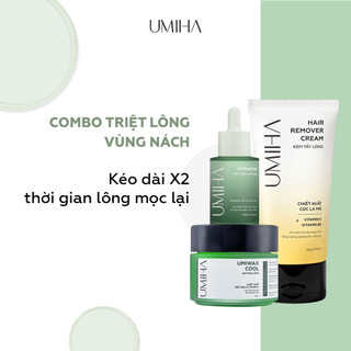 Combo Triệt lông nách UMIHA - Thay cho Máy triệt lông khi triệt lông nách với Mỡ trăn và Kem tẩy lông, Sáp wax lông