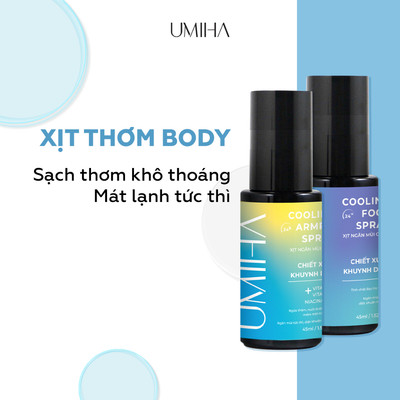 Xịt thơm body Umiha (45ml) - Combo xịt khử mùi cơ thể bao gồm xịt khử mùi hôi chân và xịt khử mùi hôi nách