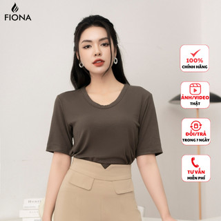 Áo thun nữ FIONA dáng suông áo phông cổ tròn trứng viền cổ 2cm tay ngắn C514011