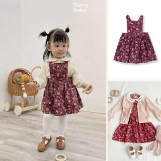Váy nhung bé gái BERRY babydoll dáng xòe hoa đỏ thu đông ZOE