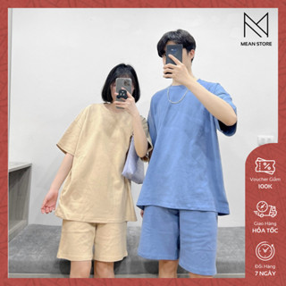 Bộ Áo Quần basic trơn nhiều màu MEANSTORE set đồ unisex nam nữ dáng rộng form oversize phong cách Ulzzang Hàn Quốc