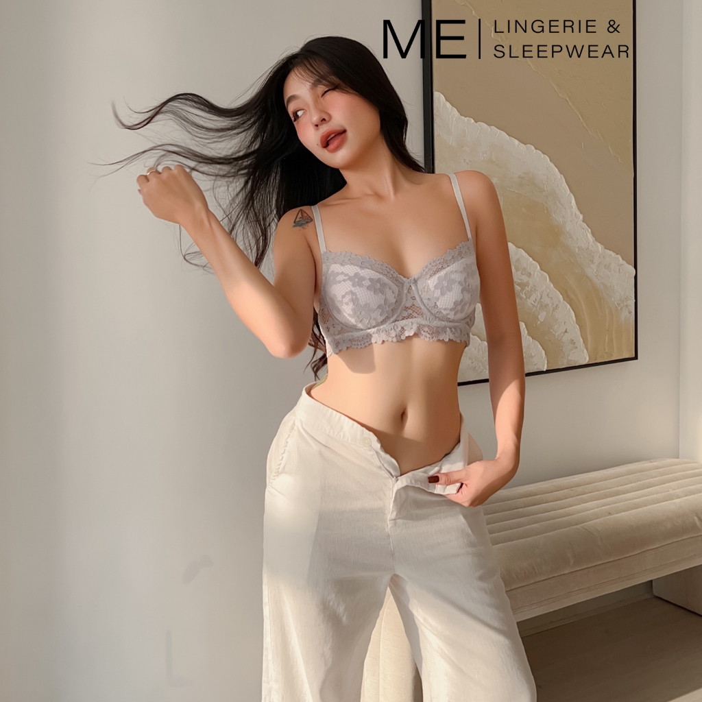 Lingerie Áo Lót Nữ bra Có Gọng Không Đệm Mút Nâng Nhẹ Màu Tím Nhạt Nũ Tính Ngọt Ngào Melingerie &amp; Sleepwear