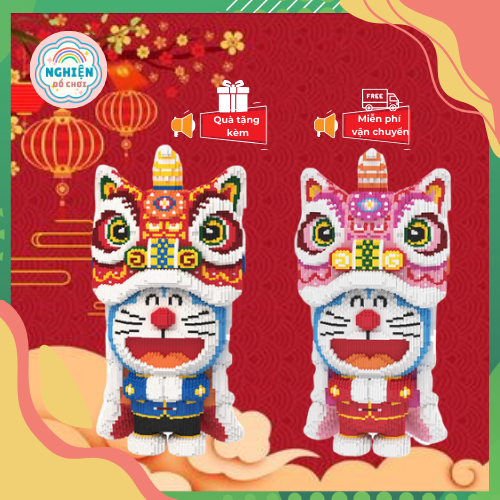 Lắp Ghép LEGO Doremon Đầu Lân,  DOremon XinZ, Đồ Chơi Lắp Ghép Giúp Tăng Trí Tuệ Tư Duy, Thông Minh,