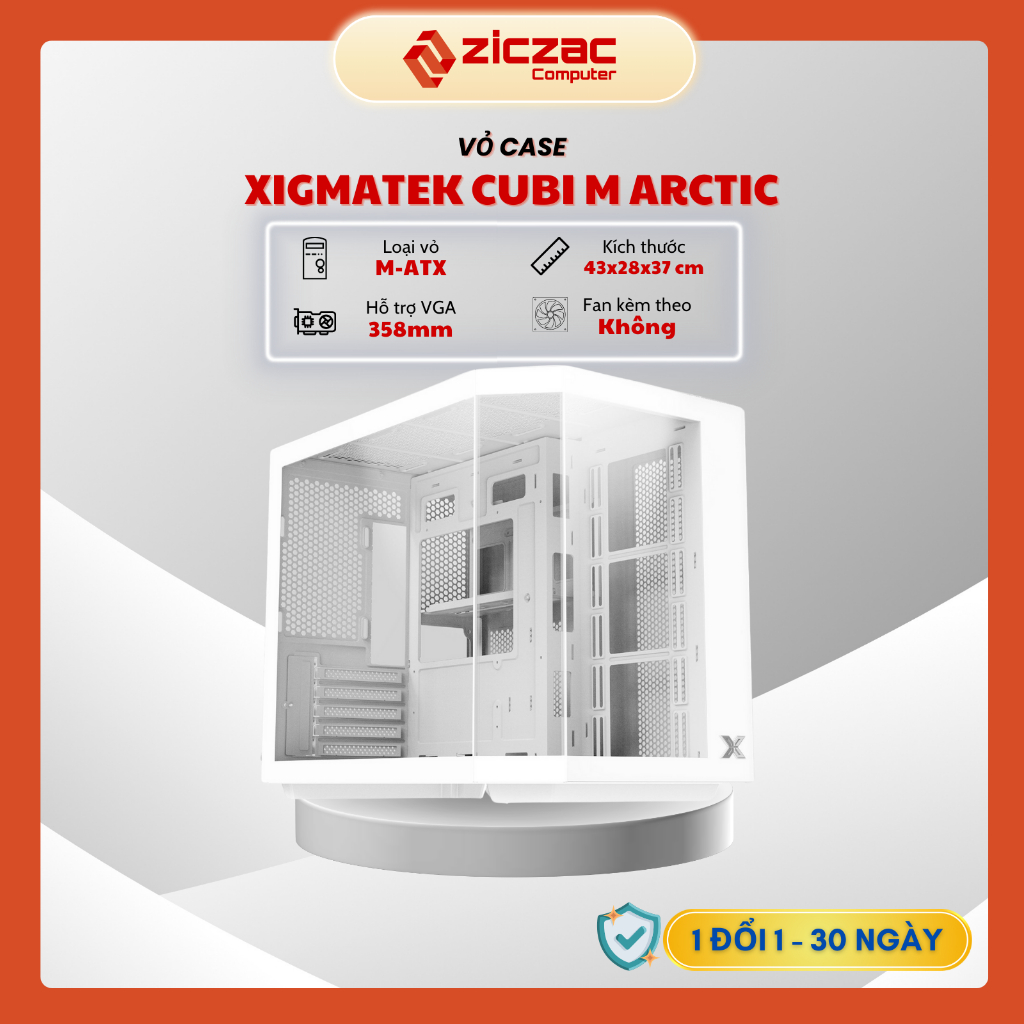 Vỏ case máy tính Xigmatek Cubi M kích thước M-ATX 2 màu đen trắng 3 mặt kính cường lực rẻ đẹp hàng chính hãng