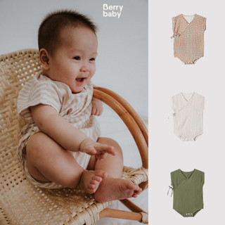 Bộ bodychip cộc tay bé trai BERRY nhiều màu vải sợi lanh linen và muslin vạt chéo SAM