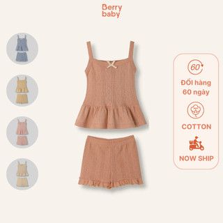 Bộ 2 dây cho bé gái BERRY bộ mặc nhà bé gái thiết kế hai dây dáng xòe cotton thông hơi co giãn Alice