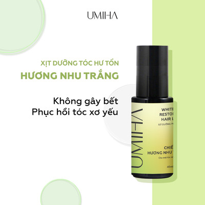 Dưỡng tóc hư tổn phục hồi Hương Nhu Trắng UMIHA 45ml  - Xịt dưỡng tóc phục hồi tóc hư tổn xơ yếu, ngăn gãy rụng tóc