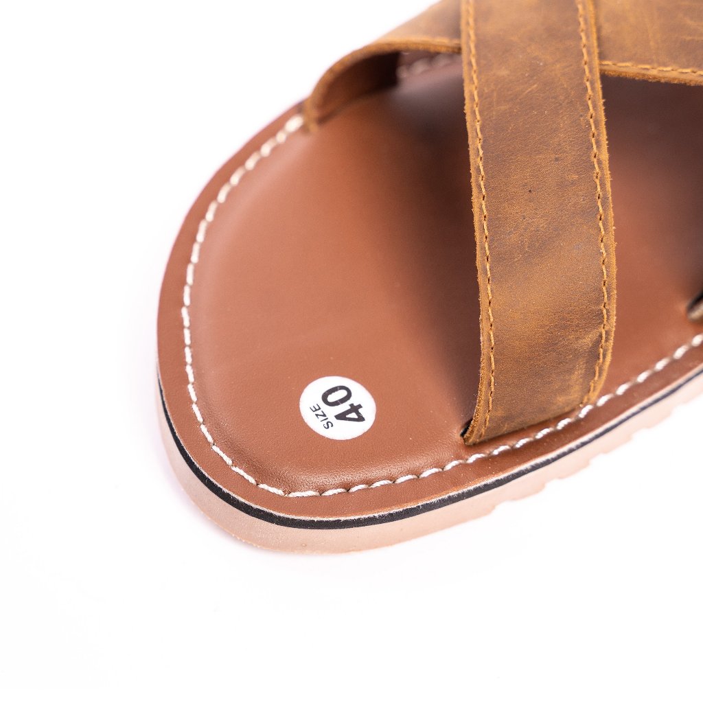 MH01 - Dép sandal da bò quai hậu nam dây kẹp basic đế đúc cao su chôngs nước MeHai