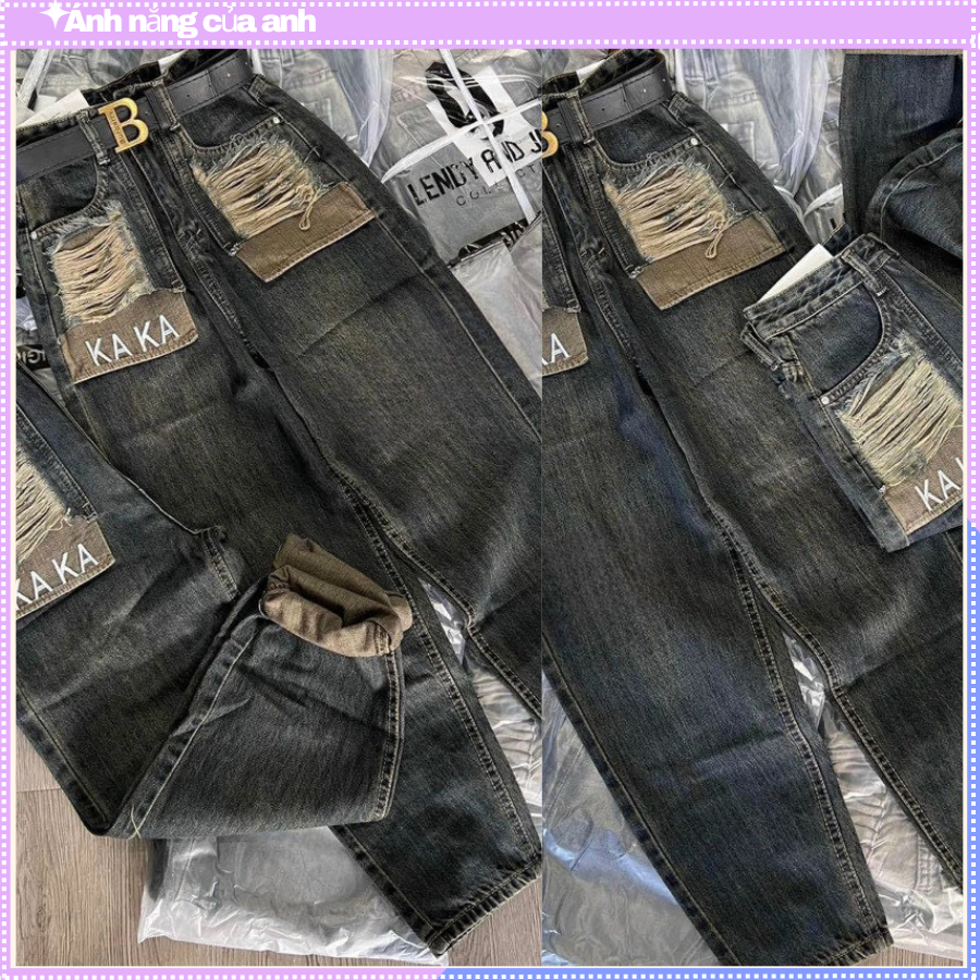 Quân jean baggy nữ thời trang màu xanh xám, quần bò nữ xinh xắn chất mịn đẹp | BigBuy360 - bigbuy360.vn