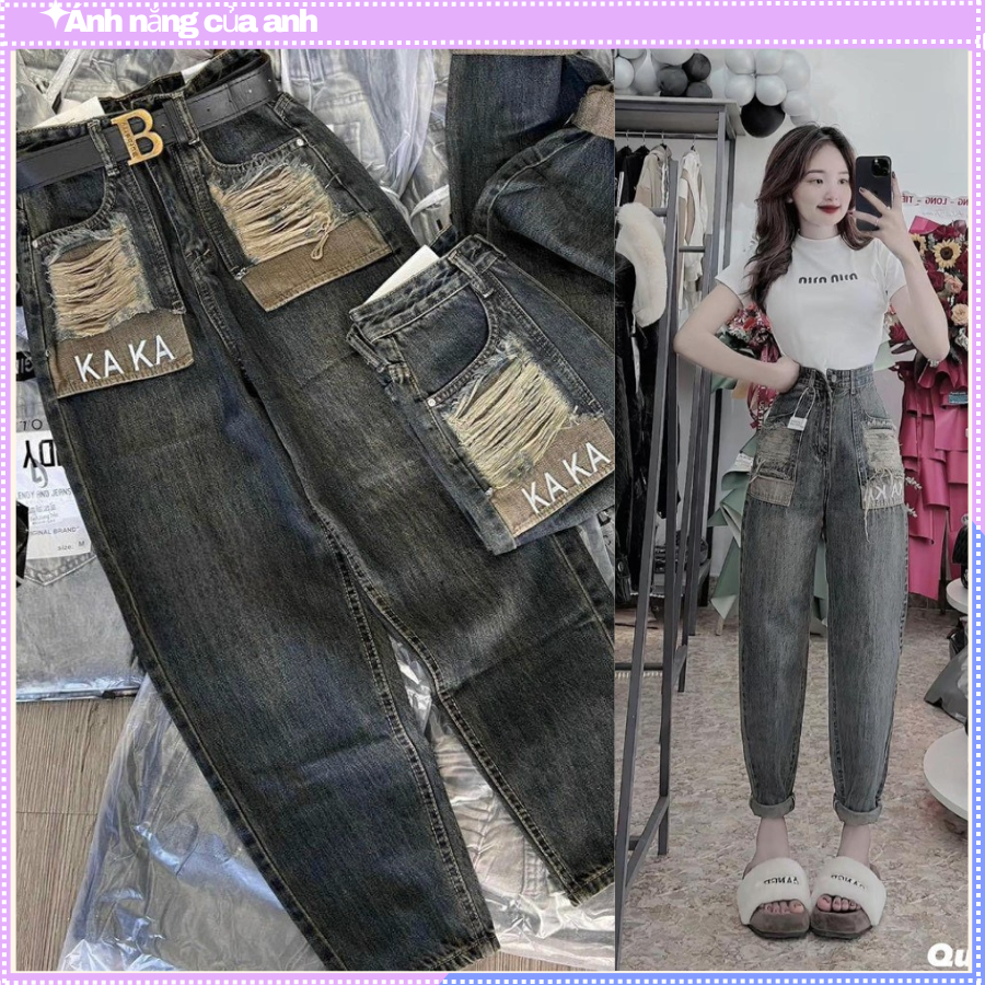 Quân jean baggy nữ thời trang màu xanh xám, quần bò nữ xinh xắn chất mịn đẹp | BigBuy360 - bigbuy360.vn