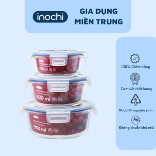 Set 3 hộp thủy tinh tròn Inochi (400ml-620ml-950ml) (tiêu chuẩn Nhật Bản)