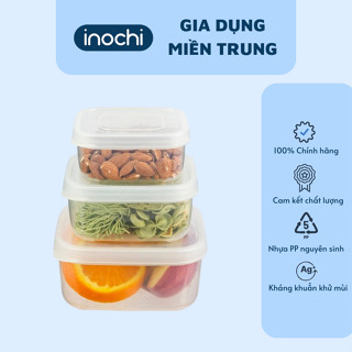 Bộ 3 hộp nhựa vuông đựng thực phẩm Inochi (750ml-1500ml-2500ml)