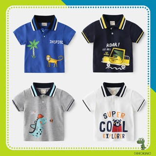 Áo Polo cho bé trai DINOKING Áo phông có cổ mùa hè chất thun cá sấu mềm mại họa tiết kẻ sọc oto trẻ em 2 - 8 tuổi  AT12