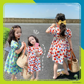 Váy hoa cho bé gái DINOKING Váy bé gái mùa hè dáng xòe hở lưng thoáng mát Đầm công chúa trẻ em 2 - 8 tuổi VA23
