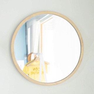 Gương tròn treo tường viền gỗ kích thước d50cm trang trí phòng siêu đẹp