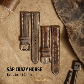 Dây da đồng hồ Nam cao cấp, chất da bò sáp crazy horse size 18/20/22/24 mm, chế tác thủ công cao cấp
