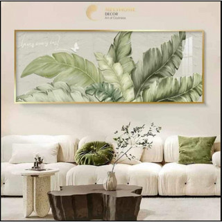 Khổ Lớn - Trang Đơn Ngang Treo Tường Trừu Tượng Lá cây chuối nhiệt đới xanh Phòng Khách Sạn Ngủ Sang Trọng -MELYHOME