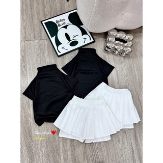 Set áo đen basic cv li trắng bé gái
