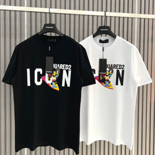 Áo Thun Nam Nữ DSQ Hình Cún Lướt Ván , Áo Phông Boy Phố Unisex Form Rộng Tay Lỡ