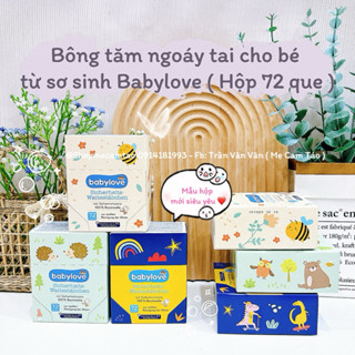 Tăm bông ngoáy tai BABYLOVE cho bé từ sơ sinh nụ bông to an toàn cho bé - Hộp 72 que