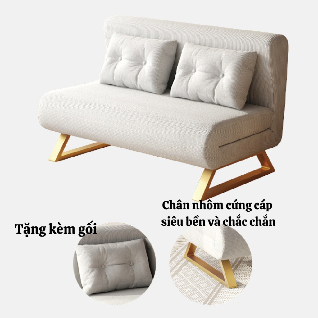 Ghế Sofa Giường Gấp Gọn Đa Năng Có 5 Nấc Điều Chỉnh, Sofa Bed Chất Liệu Vải Nhung Có Khung Thép Chịu Tải Lên Đến 400Kg | BigBuy360 - bigbuy360.vn